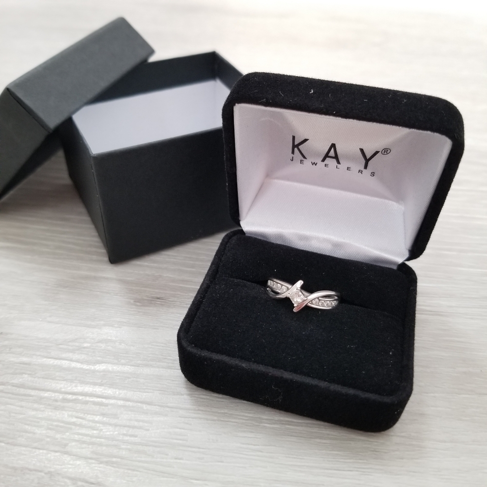 Princess Cut Diamond Promise Ring 10K White Gold